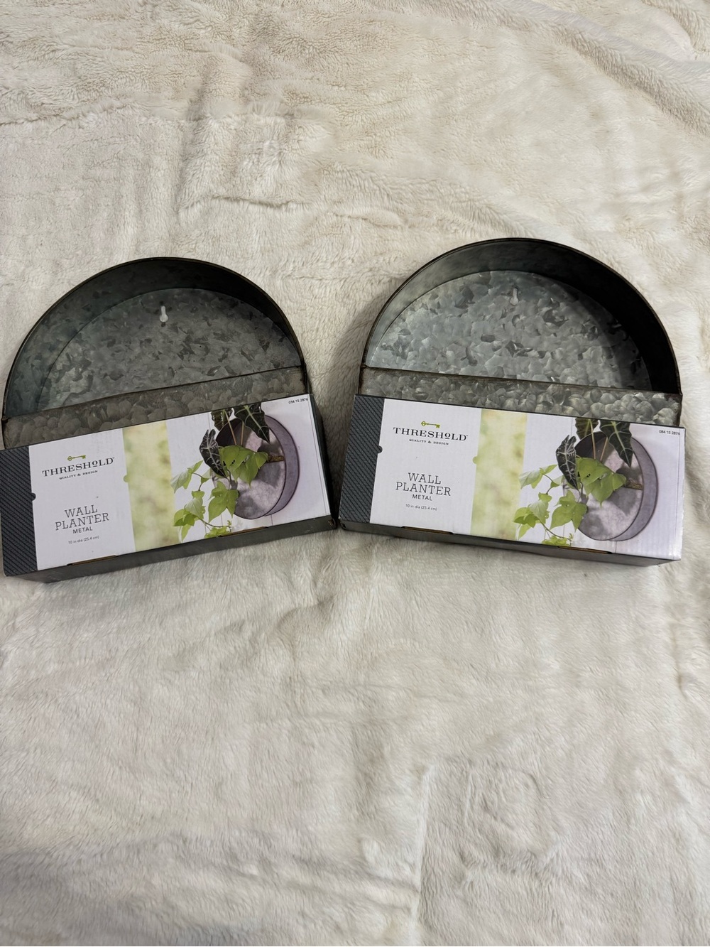 Threshold Galvanized Half-Moon Wall Planter Pair in Metallic Gray